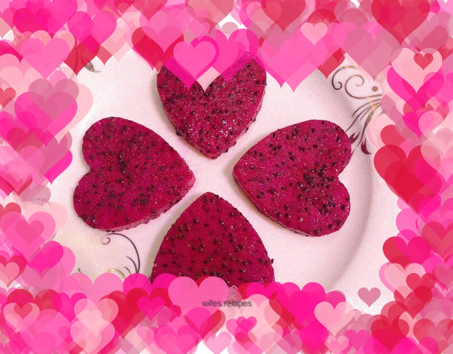 Red pitaya plate with juice