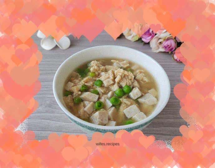 Pea Tofu and Egg Drop Soup