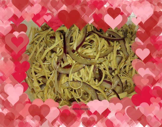 Onions mixed with shredded dried tofu