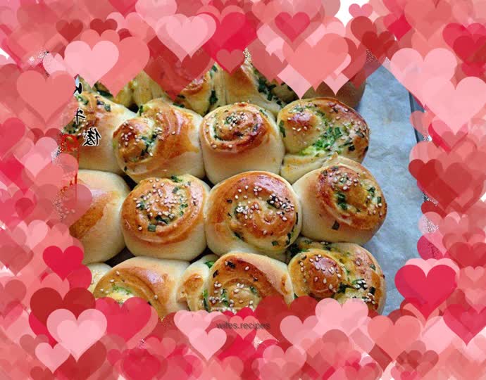 Chives and meat floss rolls