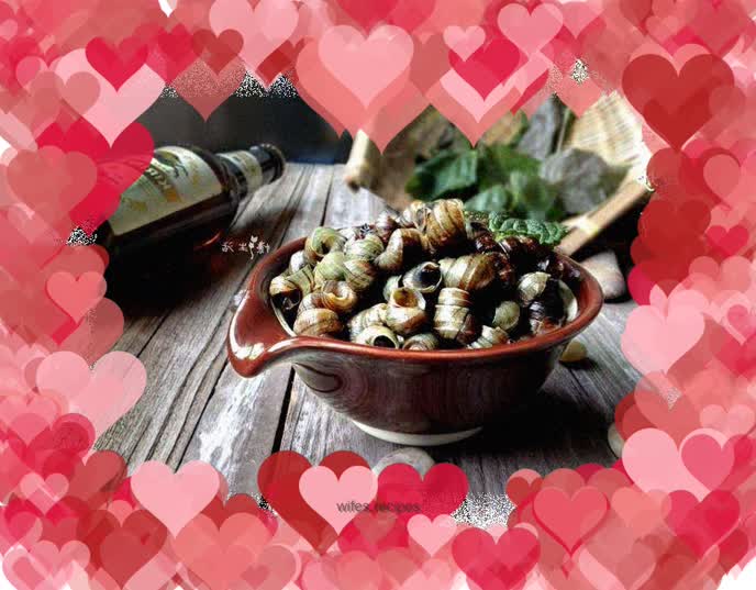 Appetizers, snacks, fried escargots with perilla