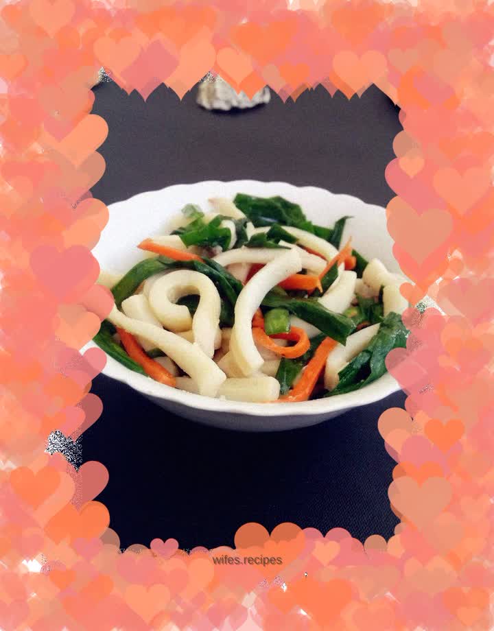 Stir-fried squid with leeks