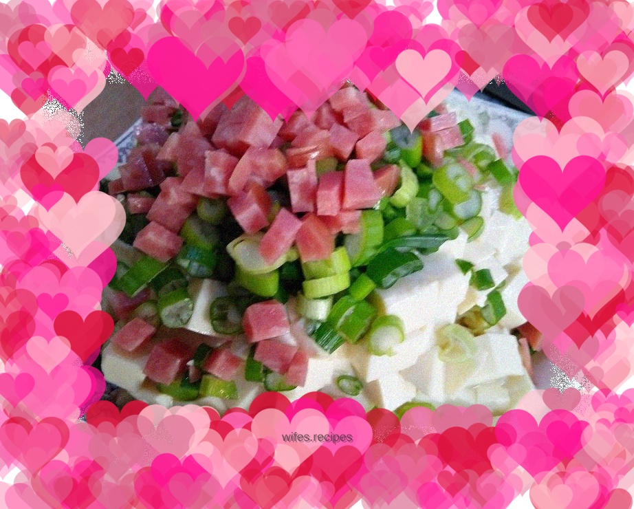 Super tender tofu mixed with spring onions