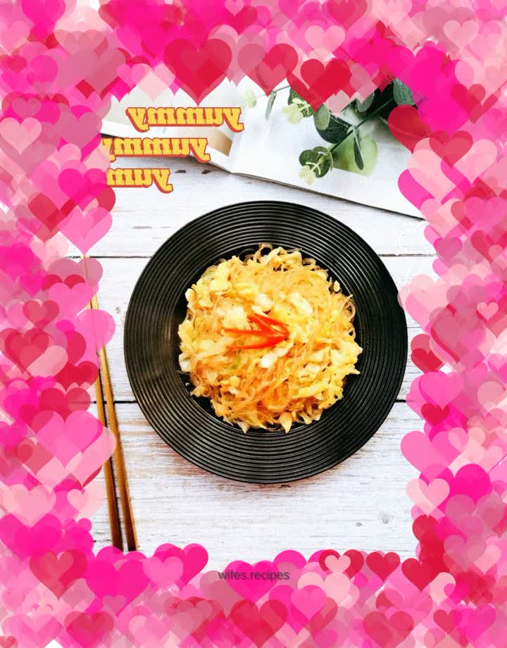 Stir-fried cabbage with egg vermicelli