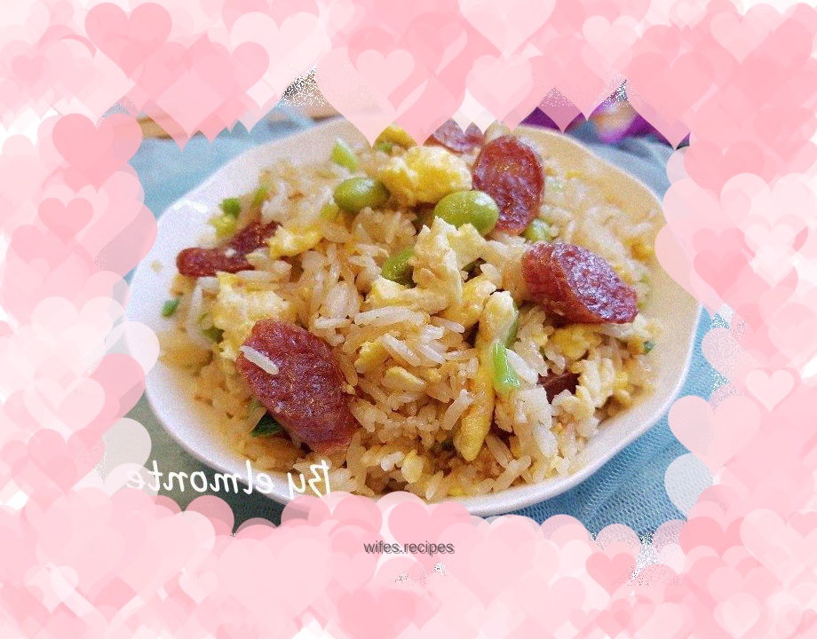 Sausage, edamame and egg fried rice