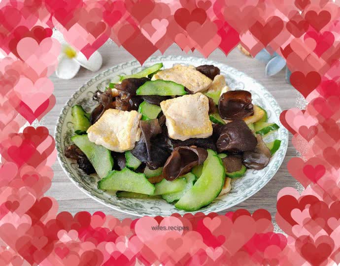Braised tofu with black fungus and cucumber