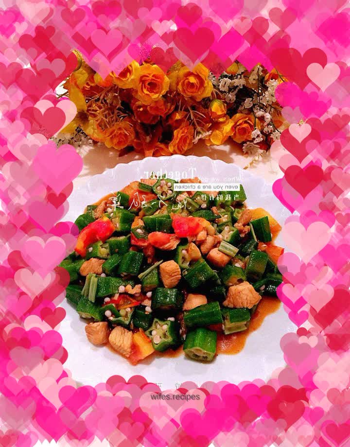 Fried chicken with okra