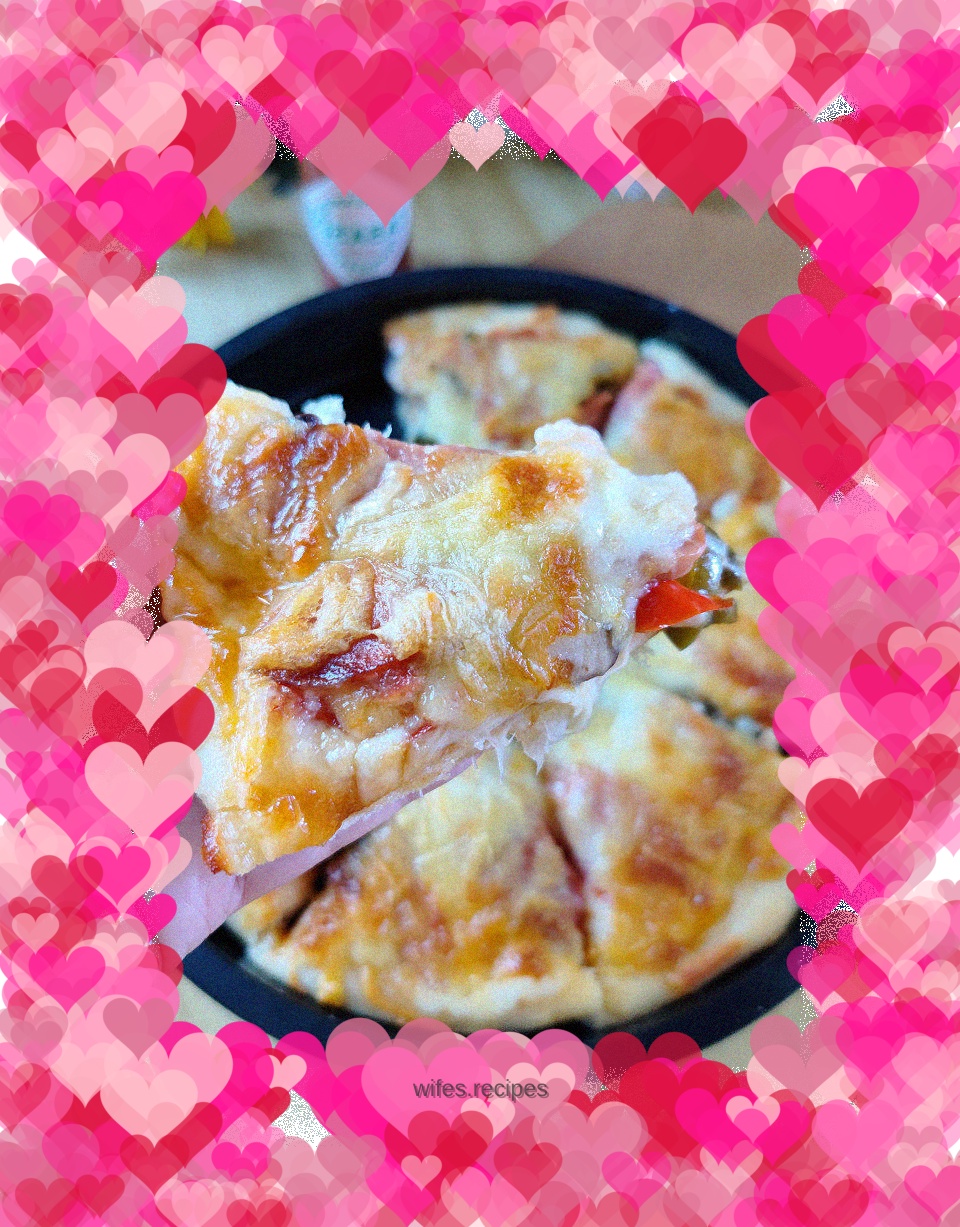 Double pepper mushroom and ham pizza