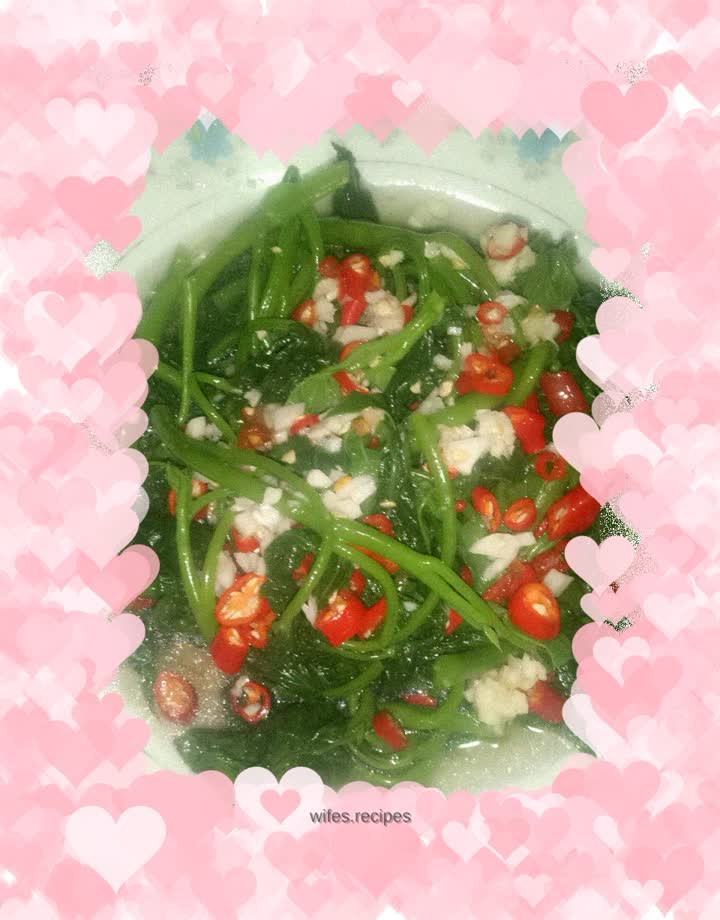 Sweet potato leaves mixed with salt water