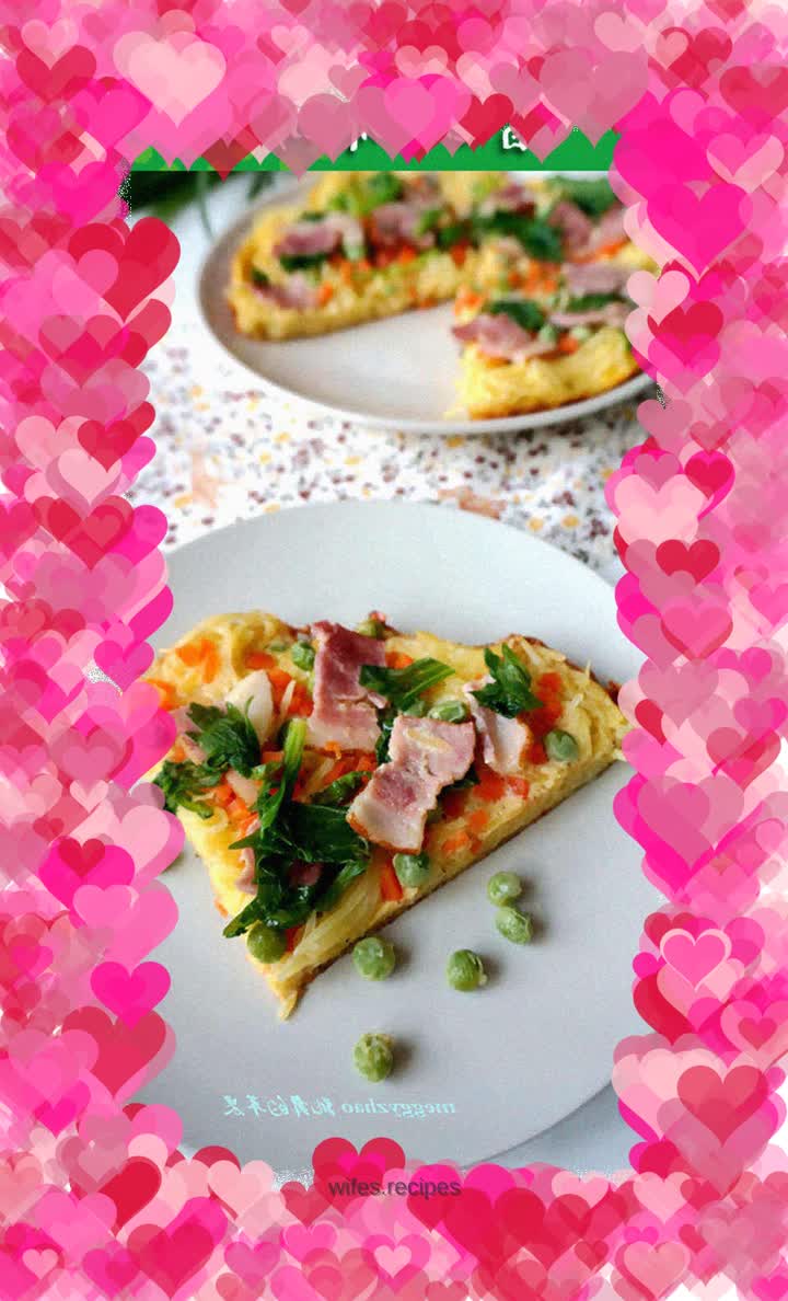 Colorful shredded potato breakfast cake