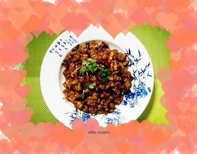 Roasted eggplant with diced pork (less oil version)