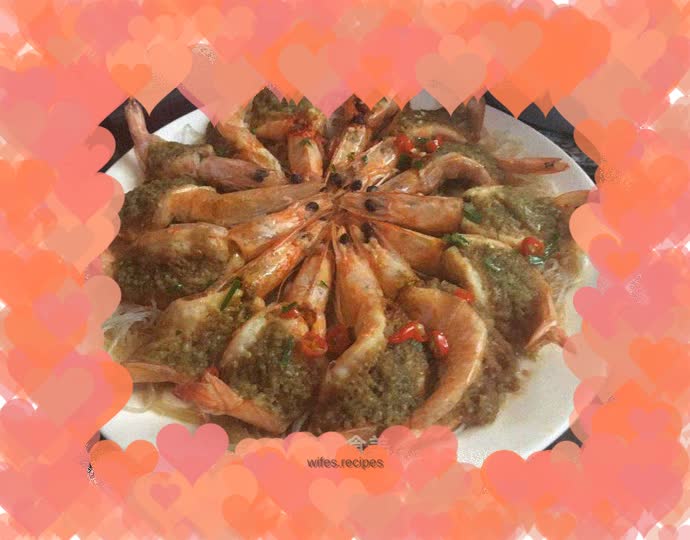 Garlic vermicelli with open-back shrimp