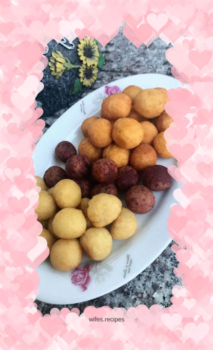 Purple sweet potato and three-color potato croquettes