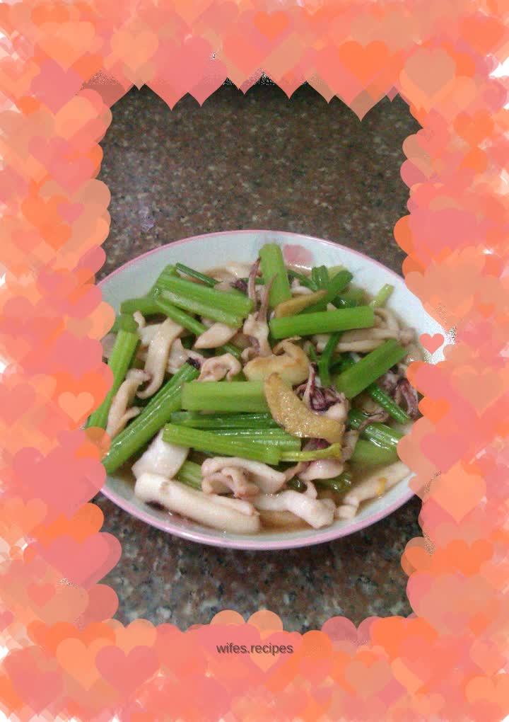 Squid grilled with celery