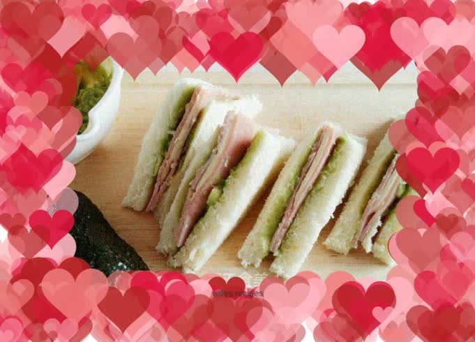 A fresh and healthy breakfast of avocado, ham and cheese sandwich