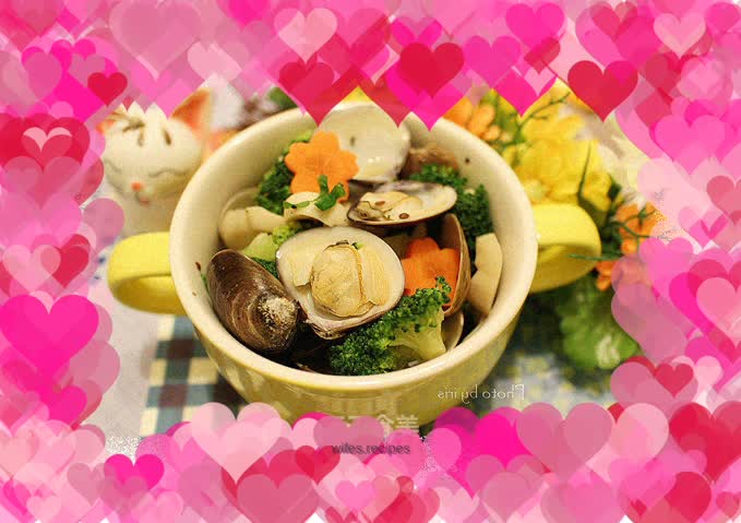 Clams and broccoli (fresh vegetable clams)