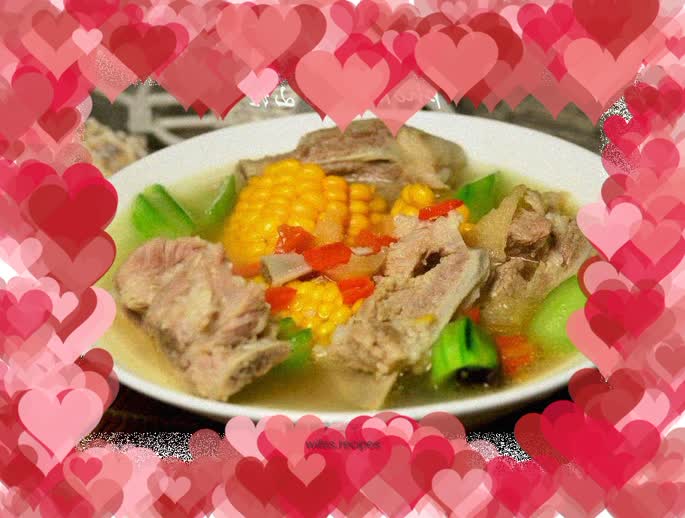 Braised Pork Ribs with Corn and Luffa