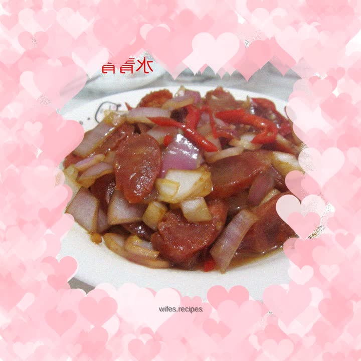 Sausage and diced onions