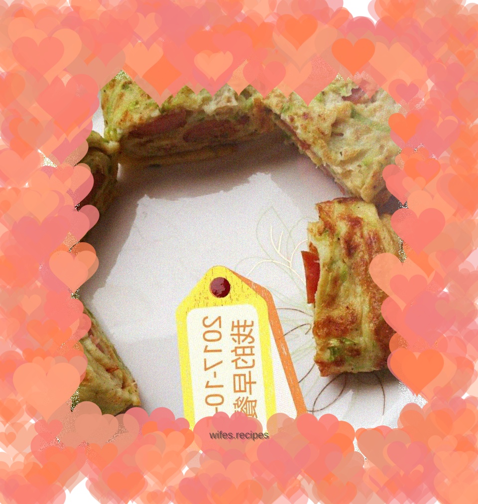 Zucchini, ham and egg pancakes
