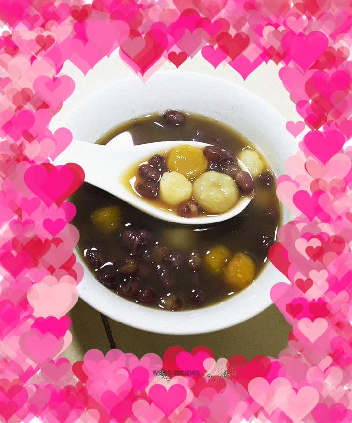 Red bean and taro ball soup
