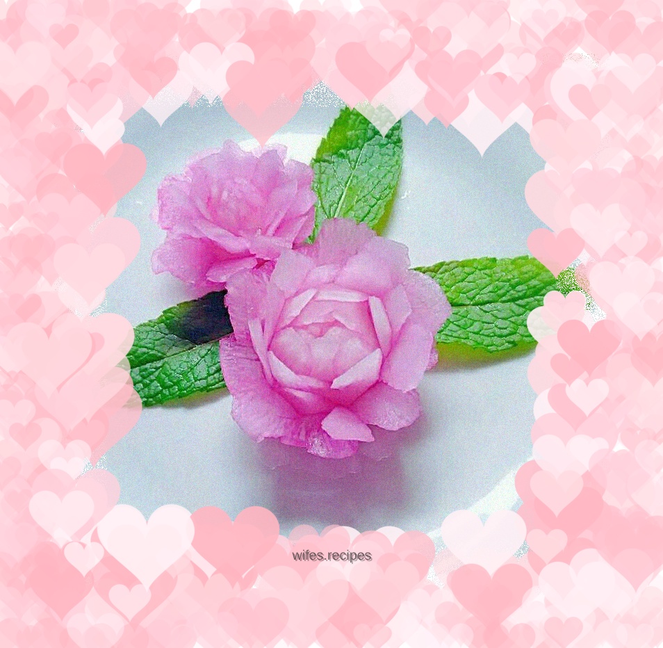 Carved white radish flowers