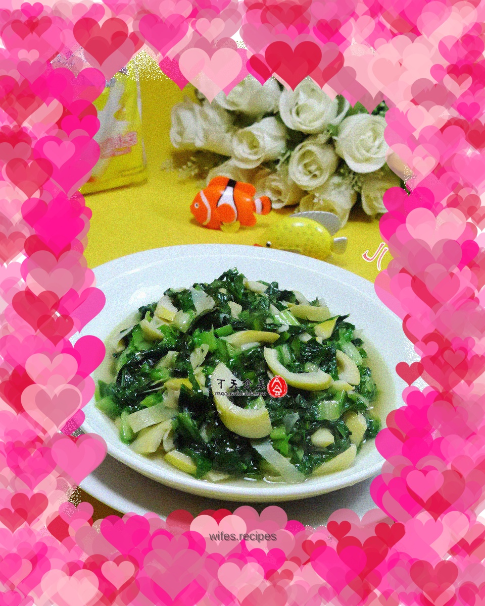 Stir-fried lettuce leaves with bamboo shoot tips