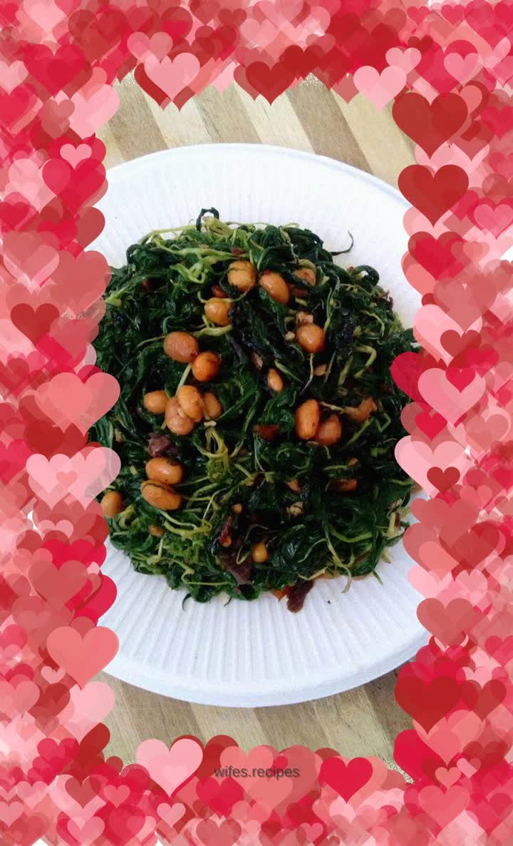 Stir-fried sesame leaves with watercress