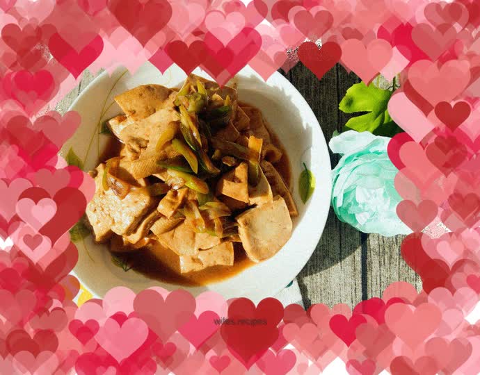 Grilled tofu cubes with green onions ~ non-fried and healthier!