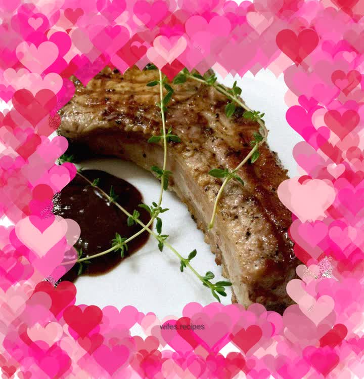 Pan-fried bone-in pork chop