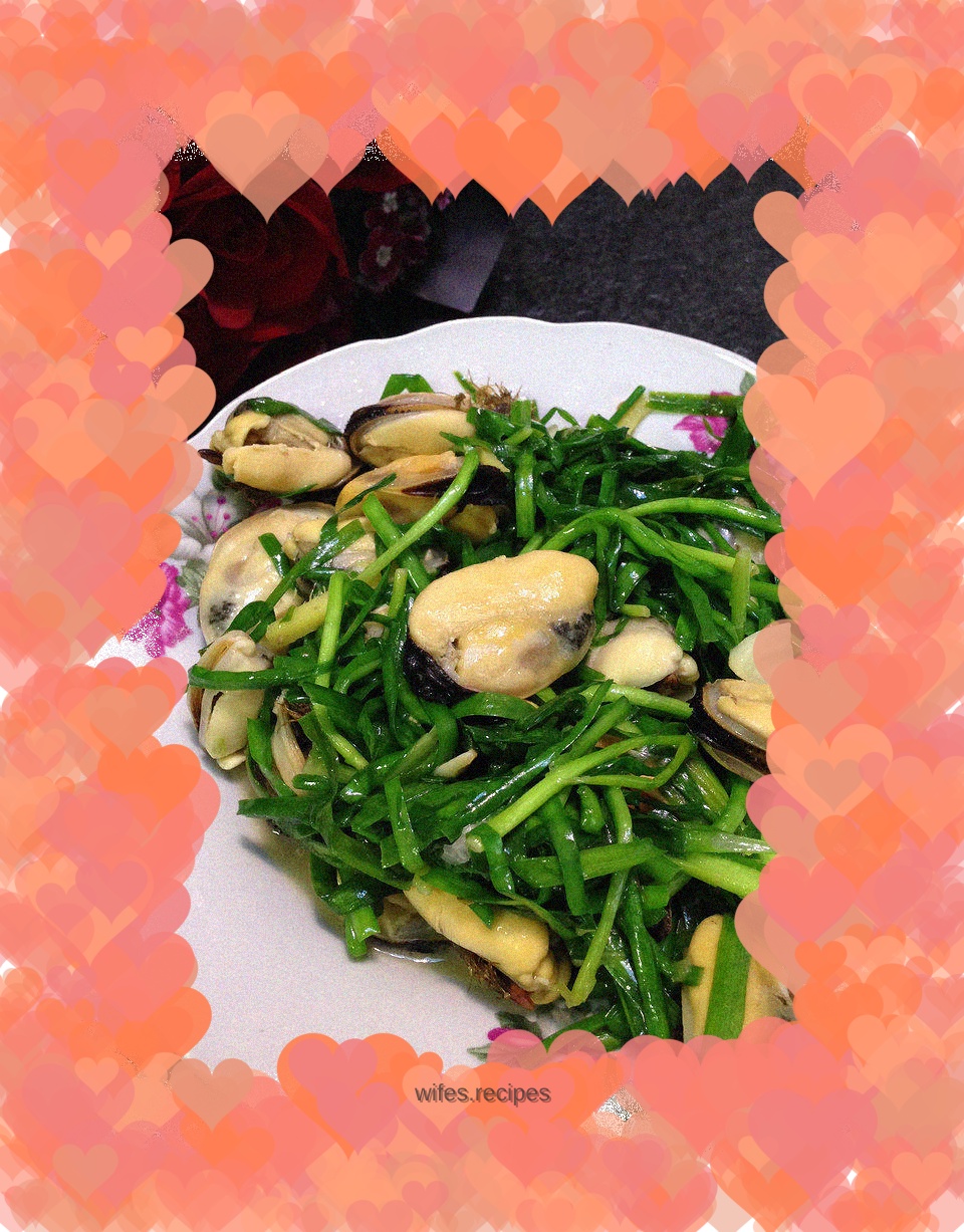 Stir-fried mussels with leeks