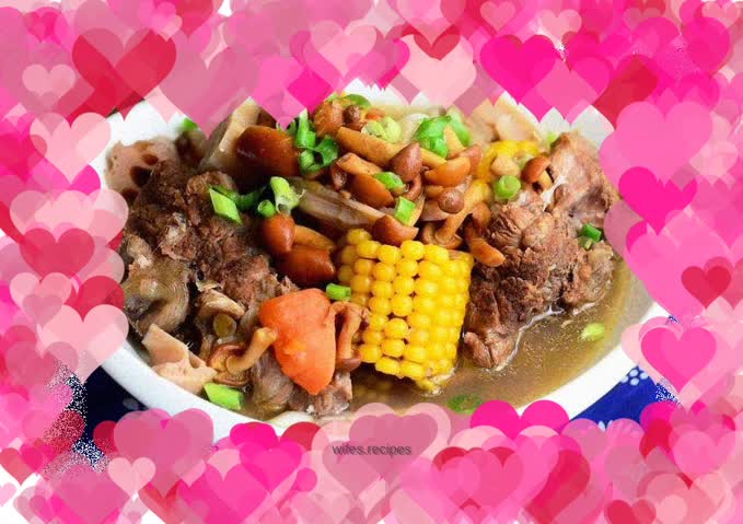 Pork Ribs Stewed with Mushrooms and Vegetables