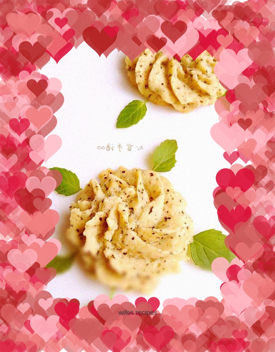 Light cream black tea shredded coconut cookies (oven version and pan version)