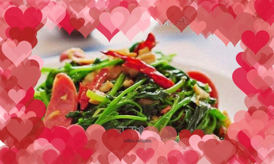 Stir-fried gray vegetables with sausage