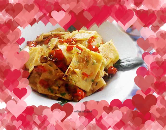 Fried pancake with chopped pepper