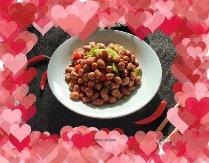 Celery mixed with peanuts