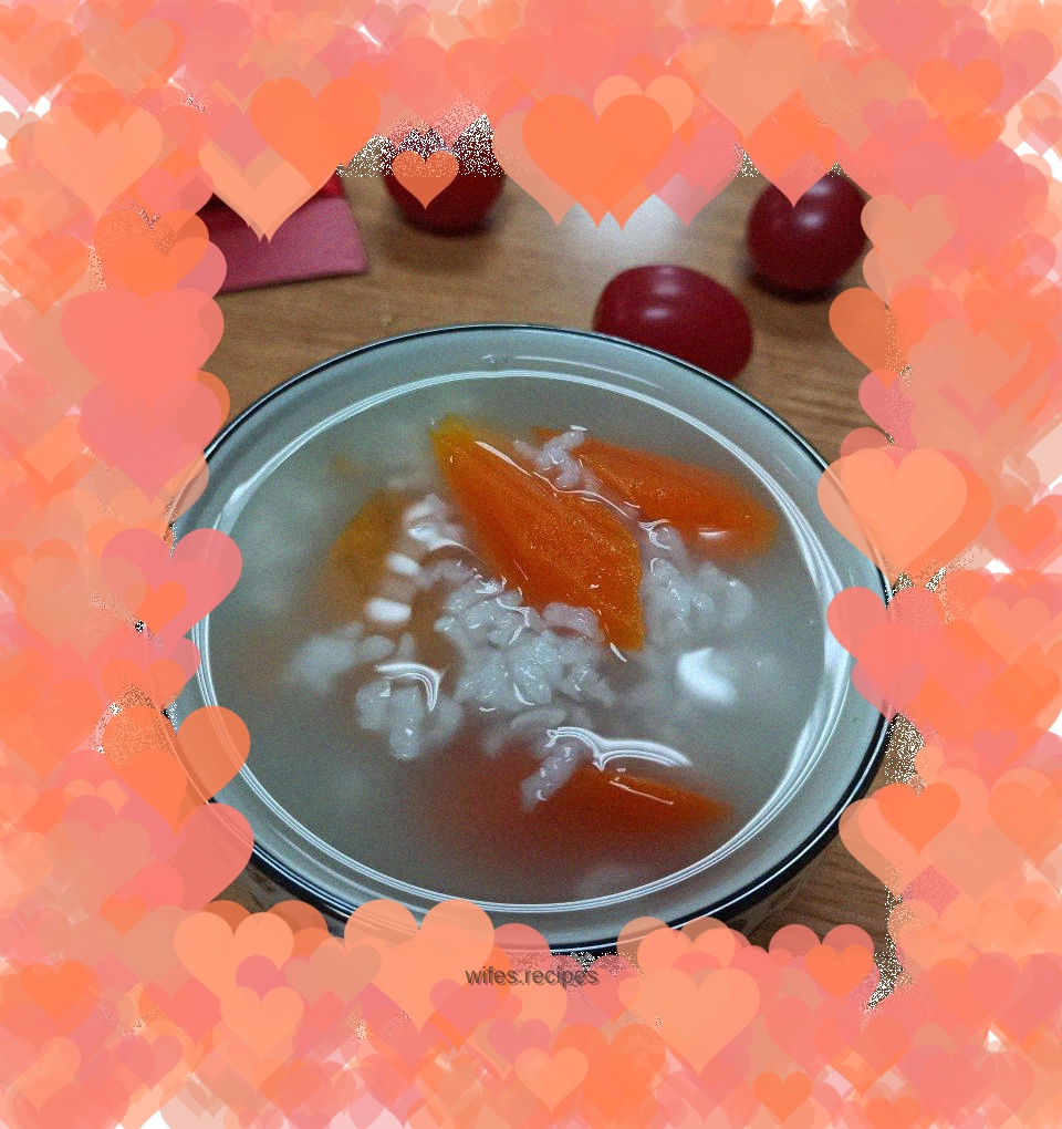 Carrot, sweet potato and rice porridge