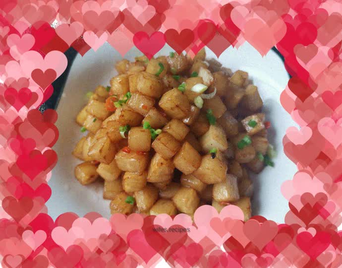 Sautéed diced radish with soy sauce
