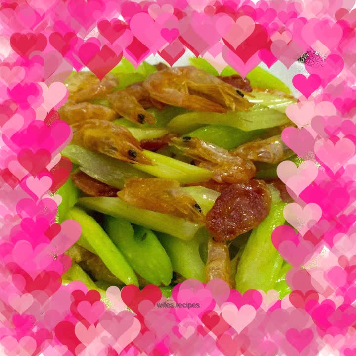 Quick dish - Stir-fried dried shrimps with preserved celery and celery