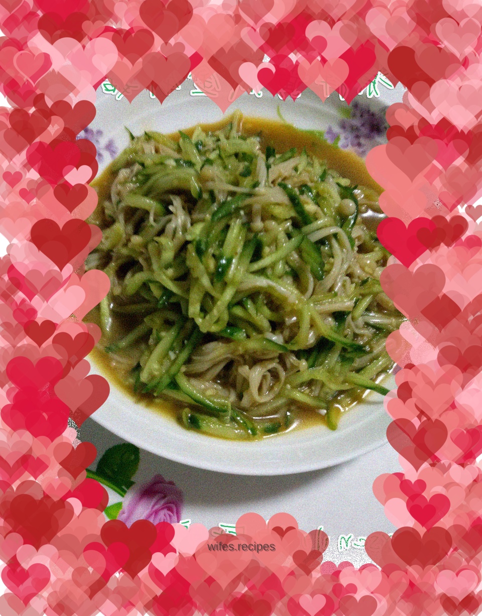 Cold Cucumber and Enoki Mushrooms