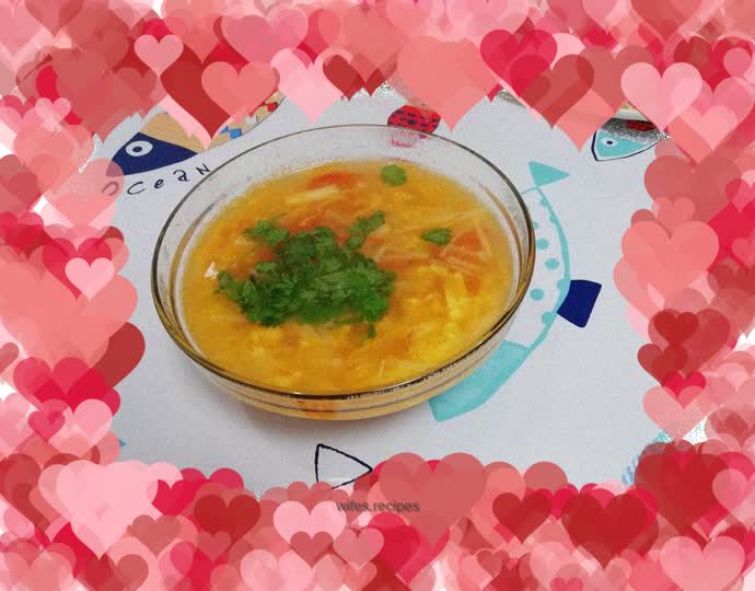 Tomato Enoki Mushroom and Egg Drop Soup