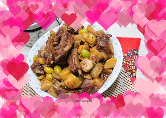 Grilled pork ribs with ginkgo and taro