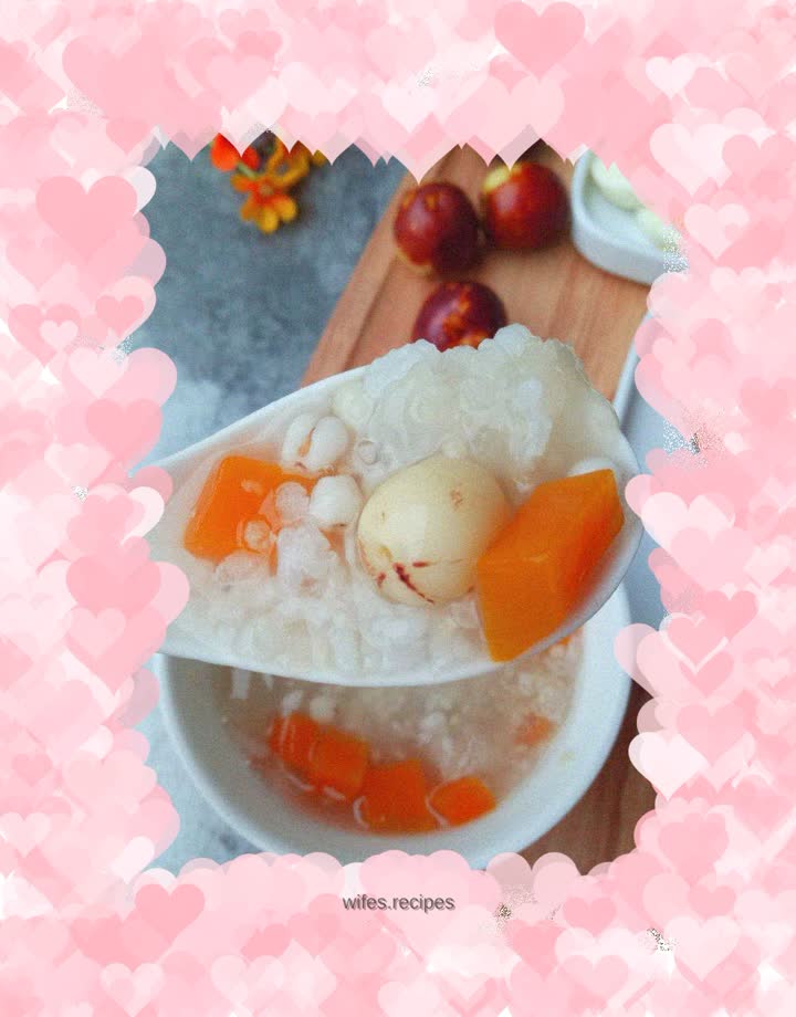 Tremella, Lotus Seeds, Coix Seeds and Pumpkin Porridge