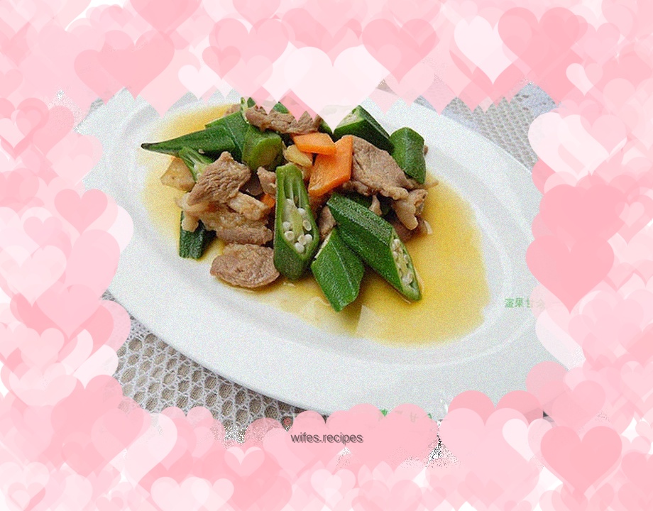 Fried pork with okra