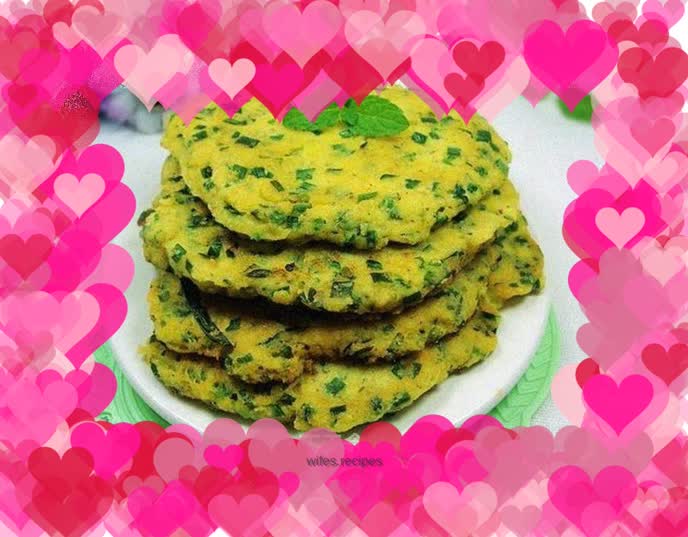 A delicious breakfast cake - egg, leek, bean dregs cake