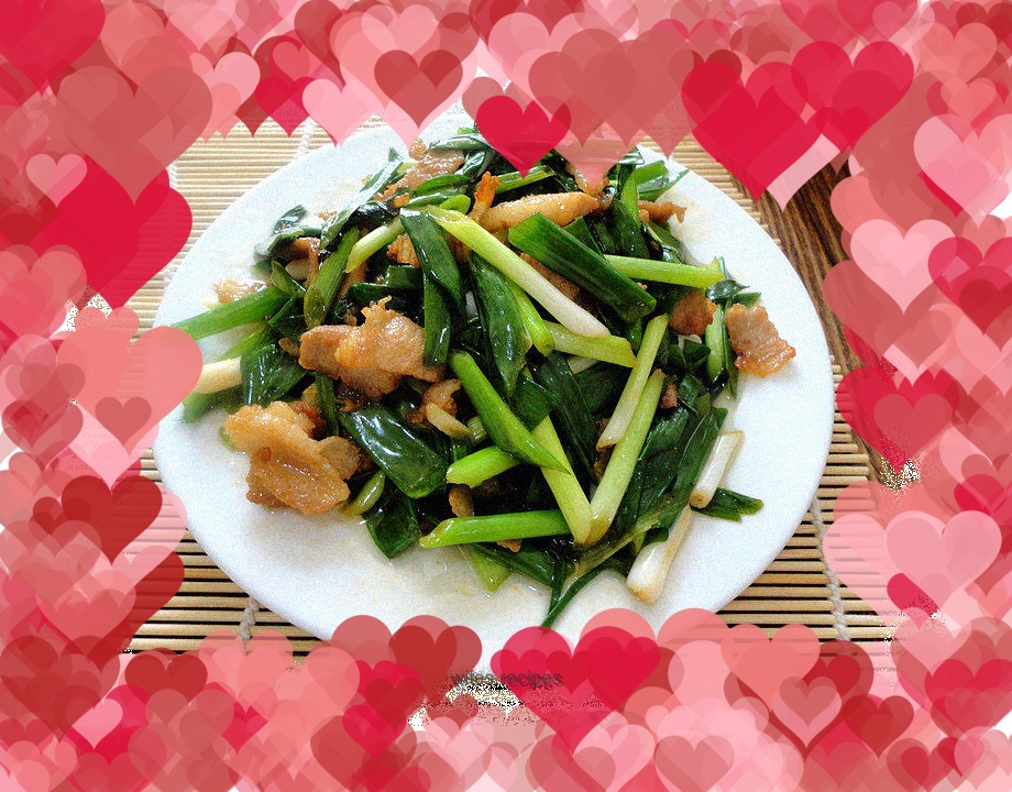 Stir-fried pork with green onion