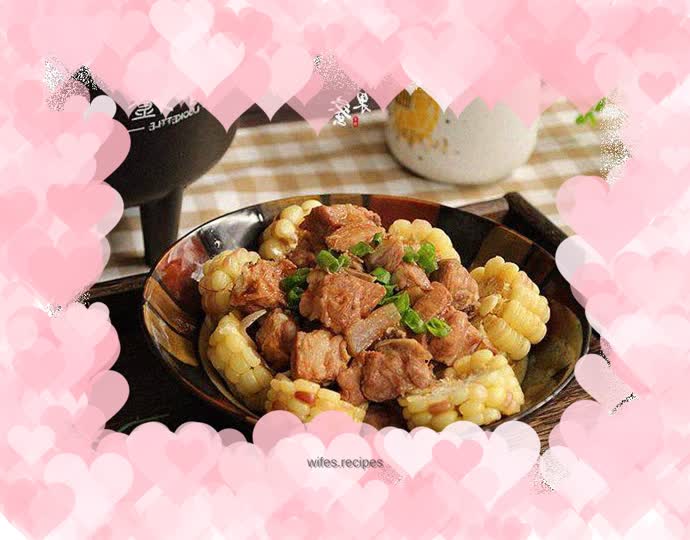 Steamed pork ribs and corn with barbecued pork sauce