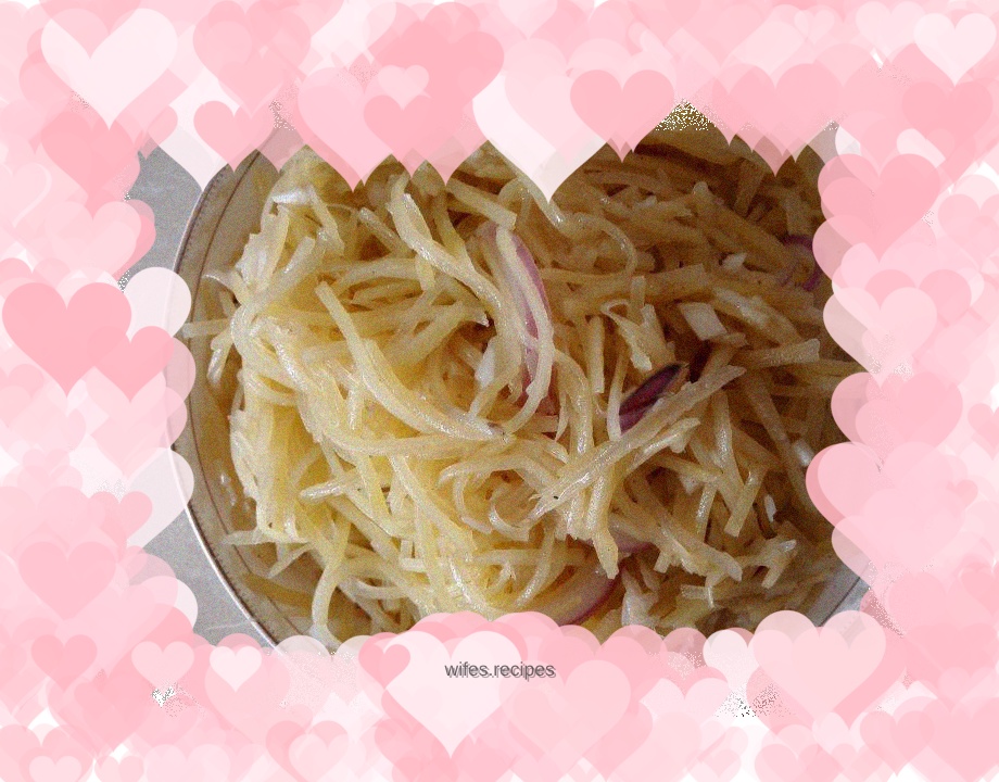 Shredded onions and potatoes