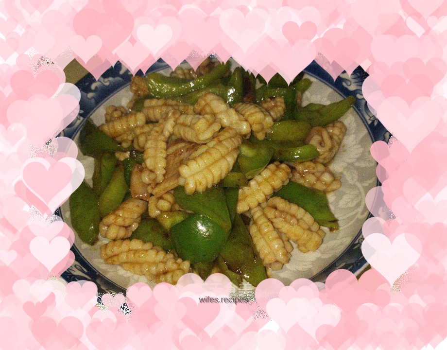 Fried squid with green pepper