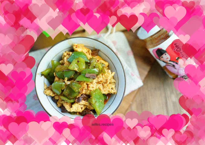 Stir-fried peppers with eggs