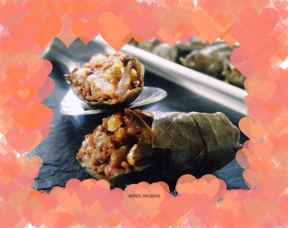 Grape leaf meat roll